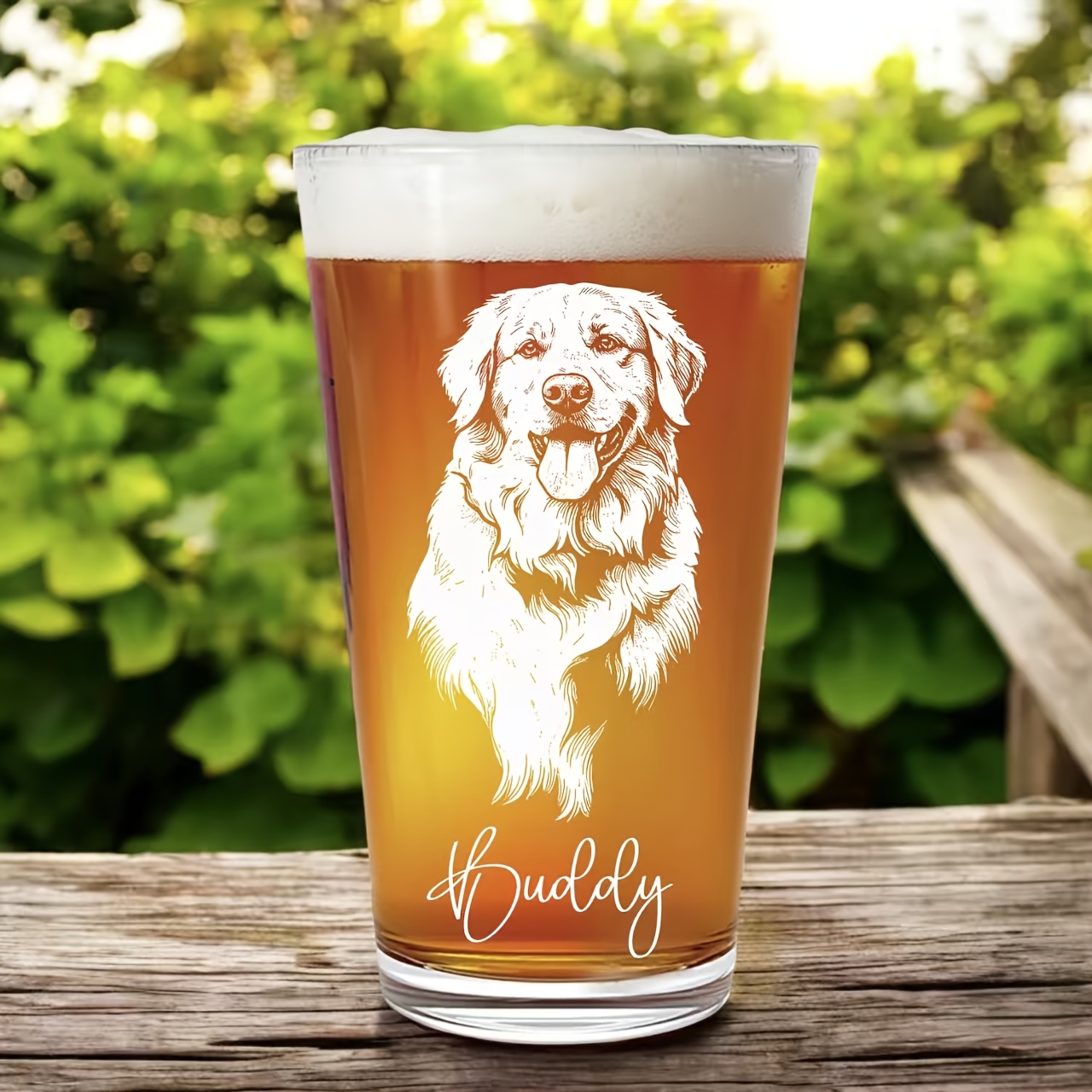 Engraved Glass Pint Glass with Photo and Text
